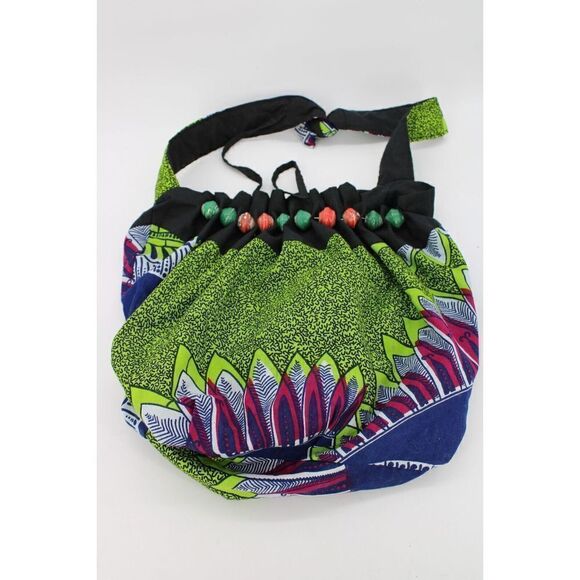 Unbranded Handbags - Unbranded Colorful Boho Bag With Wooden Beads And Tie Closure